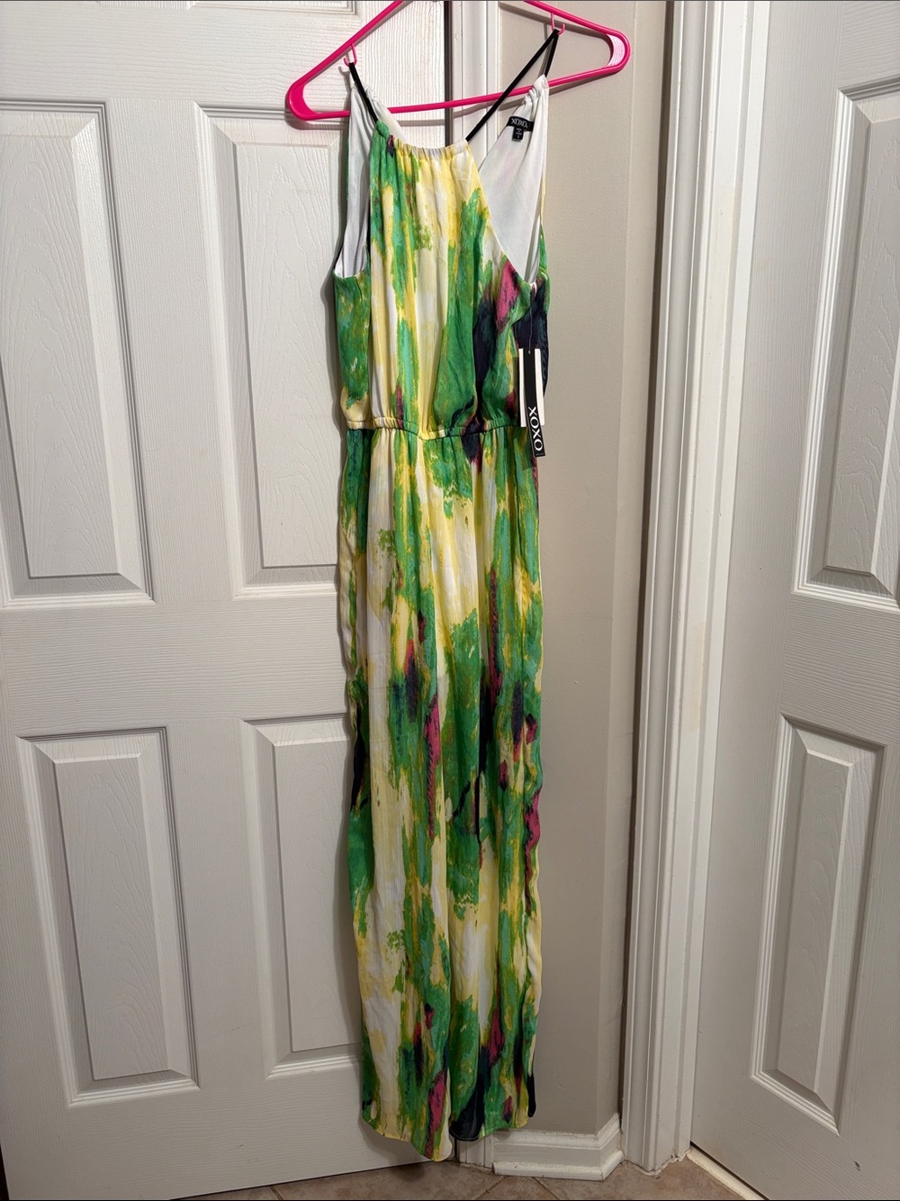 XOXO Green, Yellow & Pink Brushstroke Jumpsuit